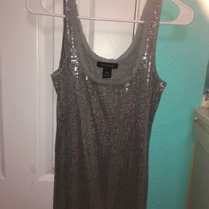 Gray silver sequined White House black market tank